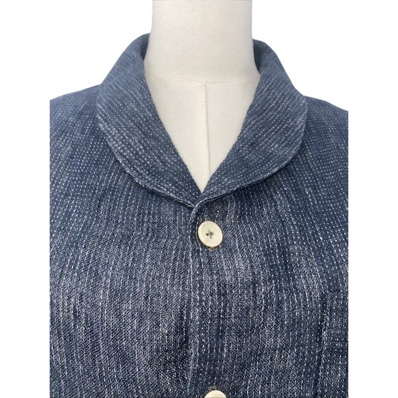 XENIA TELUNTS Mens Button Down Certified Organic Cotton Gray/White 2/3 - Picture 3 of 6